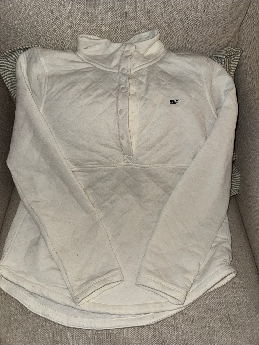Vineyard Vines Quilted Snap Pullover - Off-White